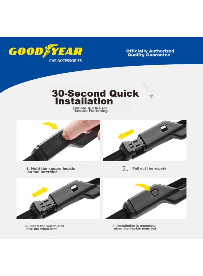 GOODYEAR Goodyear Changan Eado Plus Windshield Wiper Blades, For Models To Present, Automotive Accessories, Specialized Boneless Rubber Strip Wipers, 24/18  - Image 4
