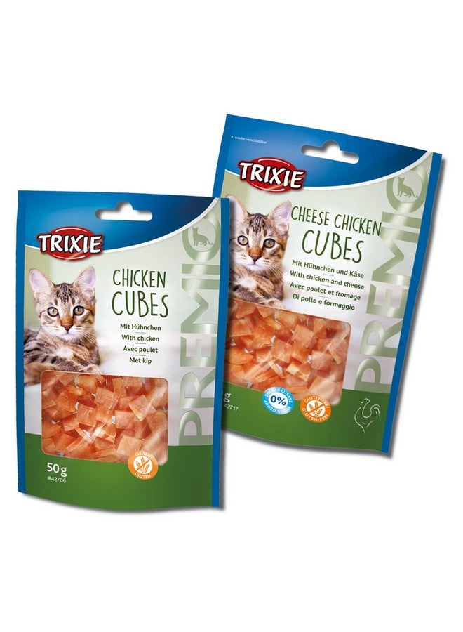 Trixie Cat Treat Combo Of Premio Chicken Cubes And Premio Cheese Chicken Cubes, Nutrient Rich Treats For Cats, Suitable For All Breeds - (Pack Of 2) - Image 1