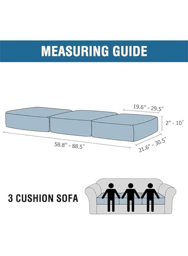 H.VERSAILTEX Velvet Stretch Couch Cushion Cover Plush Cushion Slipcover for Chair Loveseat Sofa Cushion Furniture Protector Seat Cushion Sofa Cover (3 Piece Sofa Cushion Covers, Oatmeal) - Image 2