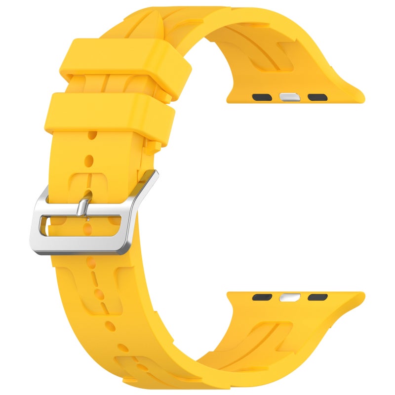 erorex For Apple Watch Series 3 42Mm H Texture Silicone Ladder Buckle Watch Band(Yellow) - Image 2