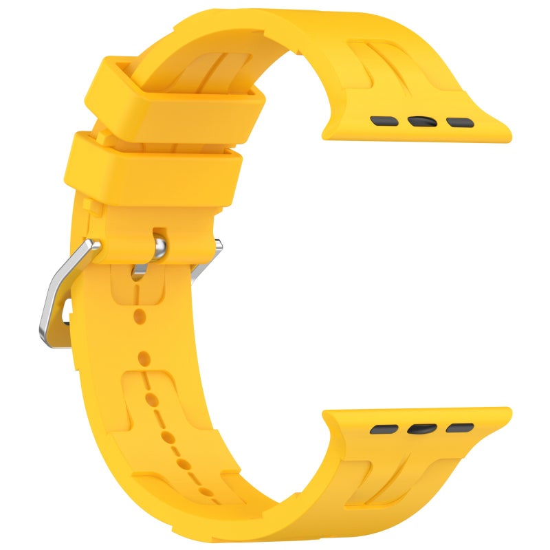 erorex For Apple Watch Series 3 42Mm H Texture Silicone Ladder Buckle Watch Band(Yellow) - Image 3