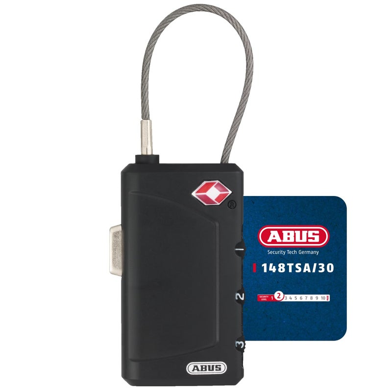 ABUS 148TSA30 TSA Cable Combination Lock for Hard Cases Luggage Resettable 13inch 30mm Black
