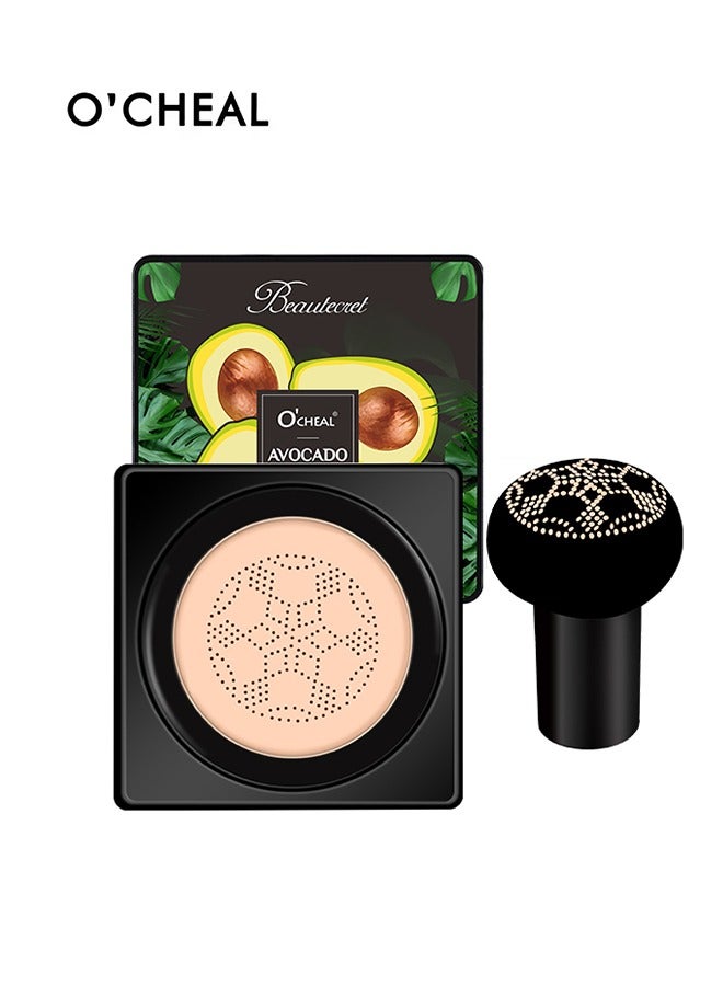 OCHEAL Avocado Moisturizing Conceal Beauty  Cushion Cream,  Mushroom Air Cushion Concealer Moisturizing Foundation Primer Makeup Cream All Day Nude Foundation Even Skin Tone Makeup Base Moisturizing - Image 1