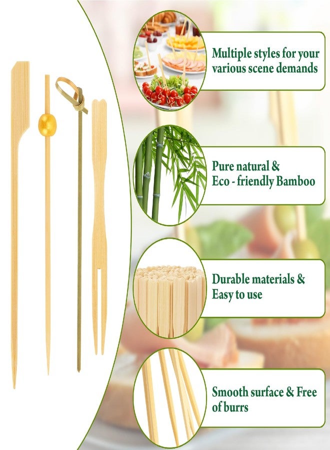 Vicuna R 500PCS Cocktail Picks Kit, 4 Styles Fancy Toothpicks for Appetizers, 3 Sizes Long Bamboo Skewers, Decorative Wooden Cocktail Sticks for Party Supplies Food Drinks Fruit Charcuterie Boards Accessories - Image 2