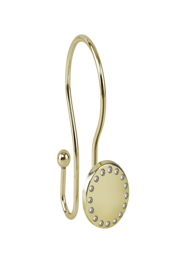 اليوتوبيا ألي خطافات ستارة حمام يوتوبيا آلي، خطافات ستارة حمام مزدوجة، تصميم كريستالي، طقم من 12 قطعة ذهبية - Image 3