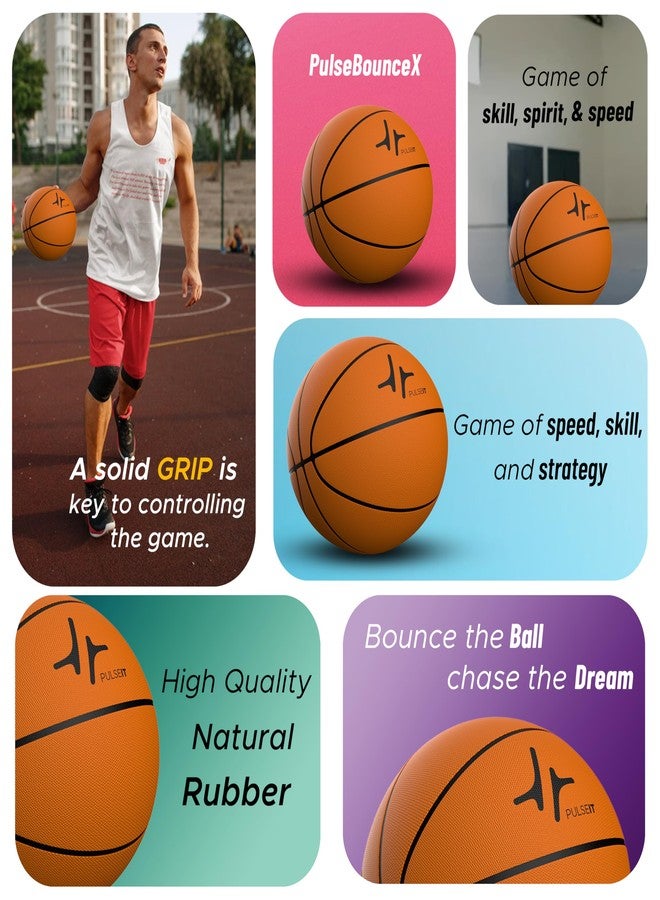 PULSEIT PulseITBounceX Size 7 Professional Basketball for Indoor & Outdoor Games, Training | Perfect for Kids, Adults, Athletes & Basketball Ideal for All Court Surfaces (Brown) - Image 2