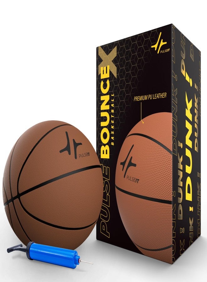 PULSEIT PulseITBounceX Size 7 Professional Basketball for Indoor & Outdoor Games, Training | Perfect for Kids, Adults, Athletes & Basketball Ideal for All Court Surfaces (Brown) - Image 1