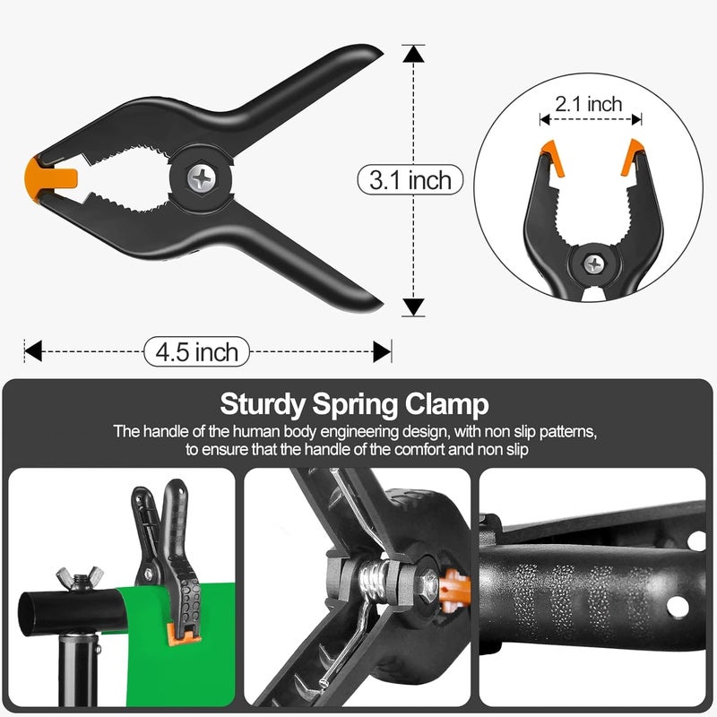 EMART 4.5 inch Heavy Duty Spring Clamps 6Pcs and Background Clips 8Pcs for Photo Studio,Photography, Muslin, Canvas, Paper, Fabric, Chromakey Screen - Image 3