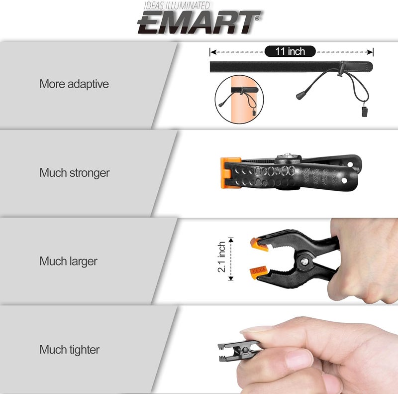 EMART 4.5 inch Heavy Duty Spring Clamps 6Pcs and Background Clips 8Pcs for Photo Studio,Photography, Muslin, Canvas, Paper, Fabric, Chromakey Screen - Image 5