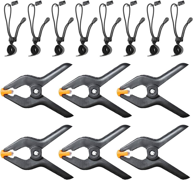 EMART 4.5 inch Heavy Duty Spring Clamps 6Pcs and Background Clips 8Pcs for Photo Studio,Photography, Muslin, Canvas, Paper, Fabric, Chromakey Screen - Image 1