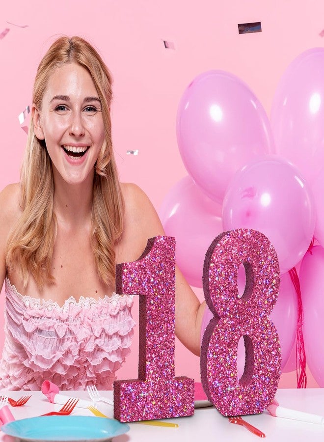 لوحة أرقام لامعة وردية مقاس 10 بوصات من إيبلوجر، زينة عيد ميلاد، قطع مركزية لتزيين الطاولات في أعياد الميلاد والذكرى السنوية، أرقام لتزيين الطاولات - Image 3