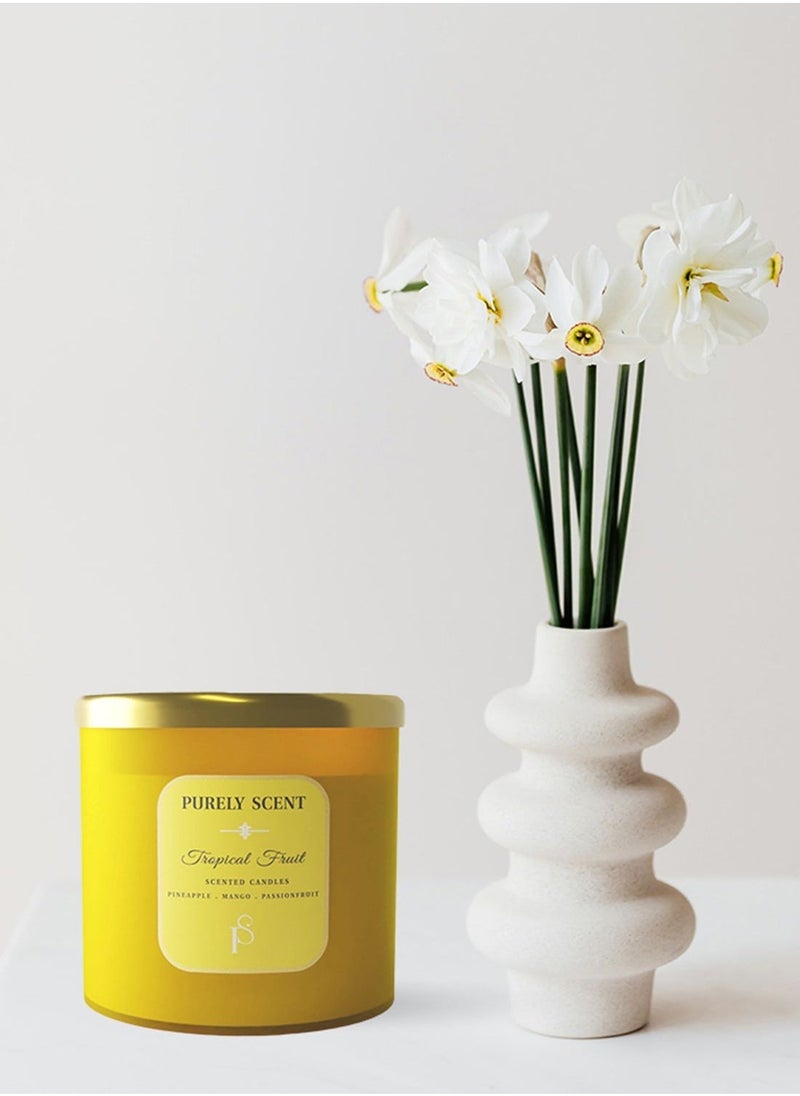 PURELY SCENT Tropical Fruit 100% Soy Wax Candle 410 Grams  - Image 3