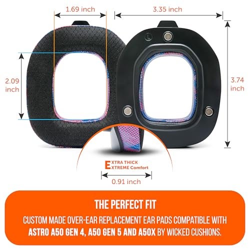 WC Freeze A50 - Cooling Gel Replacement Earpads for Astro A50 Gen 4, Gen 5 and A50X Only, Made by Wicked Cushions, Improved Durability, Thickness and Sound Isolation | Speed Racer - Image 5