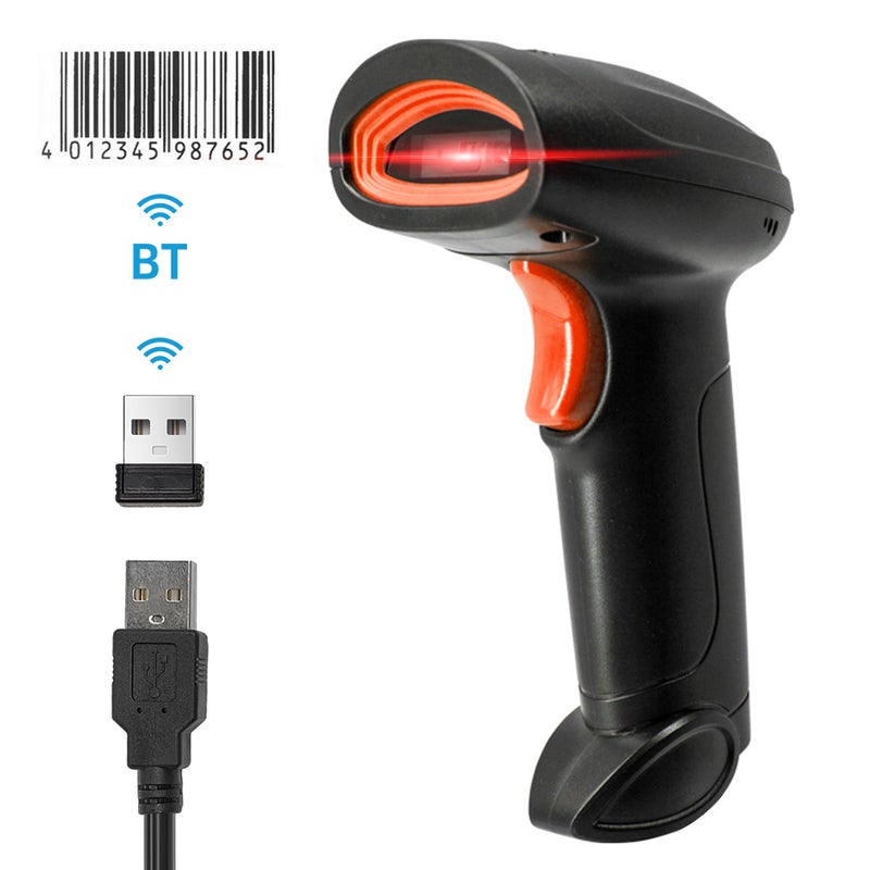 Wireless 1D Barcode Scanner 2.4G + BT + USB Wired Connection CCD Scanning Head for Paper and Screen Codes Compatible with Windows Android Linux Mac System for Supermarket Retail Library Logistics - Image 1