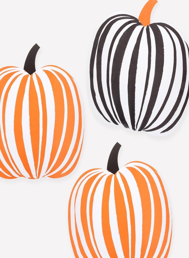 Meri Meri Halloween Stripe Pumpkin Placemats (Pack of 12), 16 x 15.375, Disposable Oversize Halloween Table Decorations - Image 1