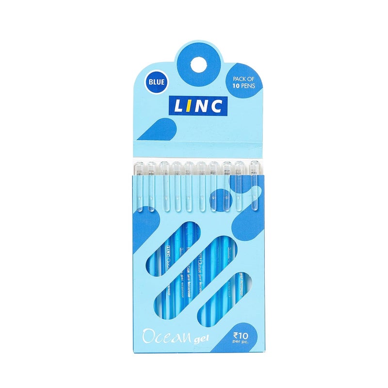 linc Ocean Classic 0.55mm Gel Pen | Blue Ink | Set Of 10 - Image 1