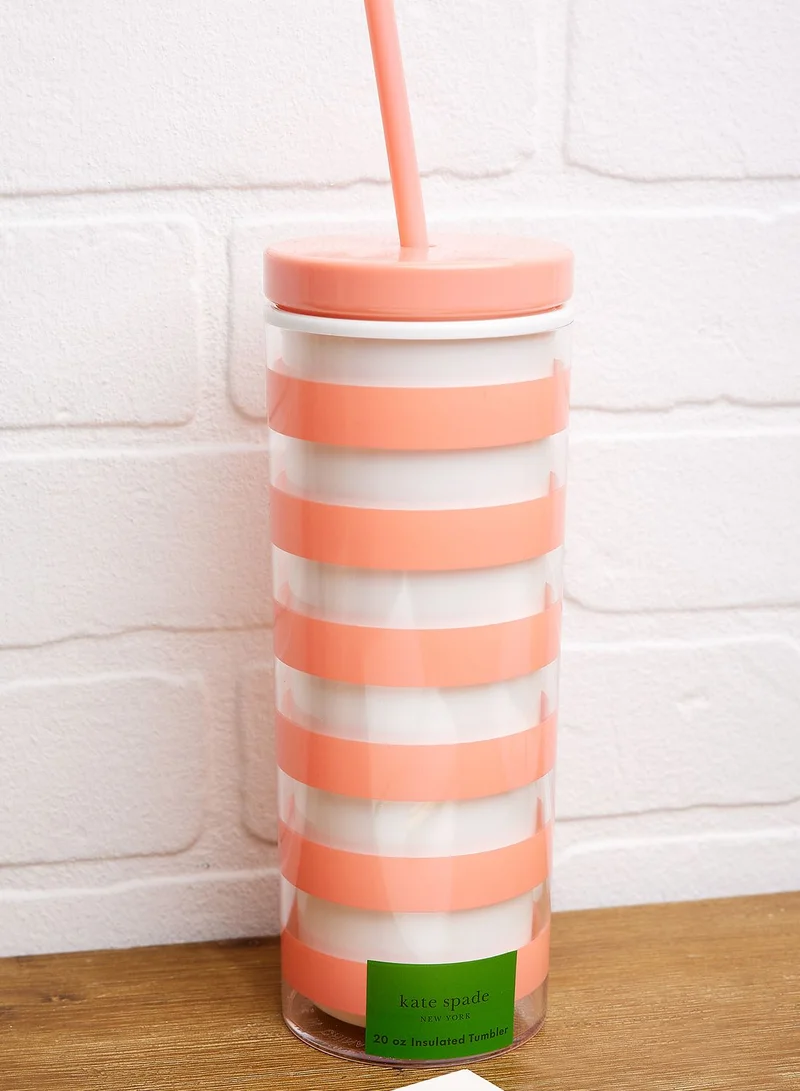 Kate Spade Acrylic Tumbler With Straw, Terrace Stripe