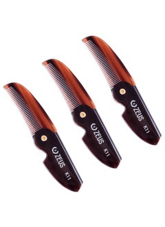 Zeus ZEUS Folding Mustache Comb Handmade SawCut Best Moustache Pocket Comb  3 Pack  Traditional  K11 