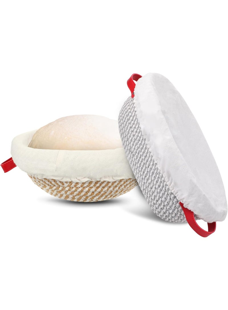Relex Bread Proofing Baskets sets, 9" Round Sourdough Banneton & 10" Oval Dough Rising Basket with Liner and Cover, Professional Bread Baking Supplies for Home Bakers Artisan Sourdough Starters - Image 1