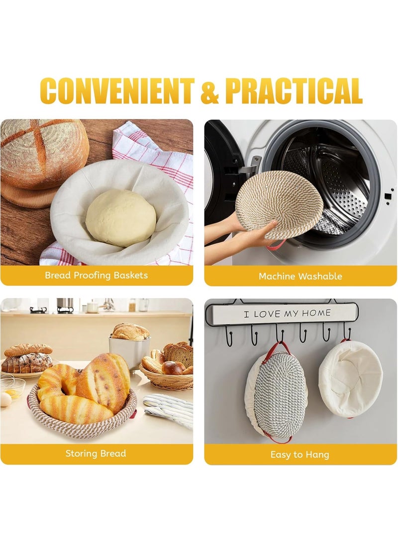 Relex Bread Proofing Baskets sets, 9" Round Sourdough Banneton & 10" Oval Dough Rising Basket with Liner and Cover, Professional Bread Baking Supplies for Home Bakers Artisan Sourdough Starters - Image 4