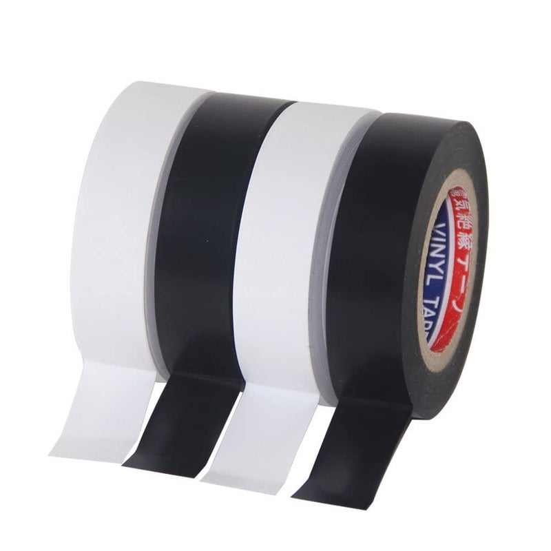 Fommen Color Guard Tape 4 Pack PVC Electrical Glue Tape, 66 Feet 0.7 Inch Insulation Tape (Black and White) - Image 1