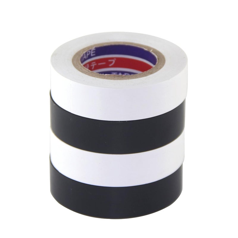 Fommen Color Guard Tape 4 Pack PVC Electrical Glue Tape, 66 Feet 0.7 Inch Insulation Tape (Black and White) - Image 5