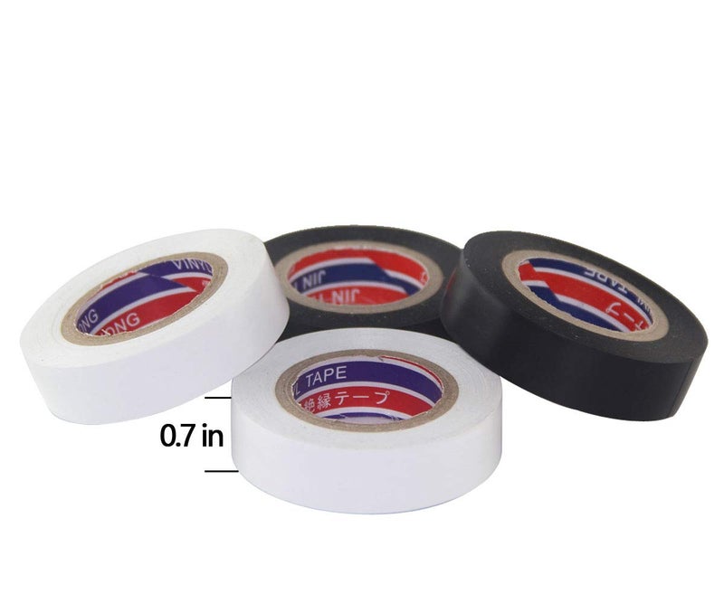 Fommen Color Guard Tape 4 Pack PVC Electrical Glue Tape, 66 Feet 0.7 Inch Insulation Tape (Black and White) - Image 3