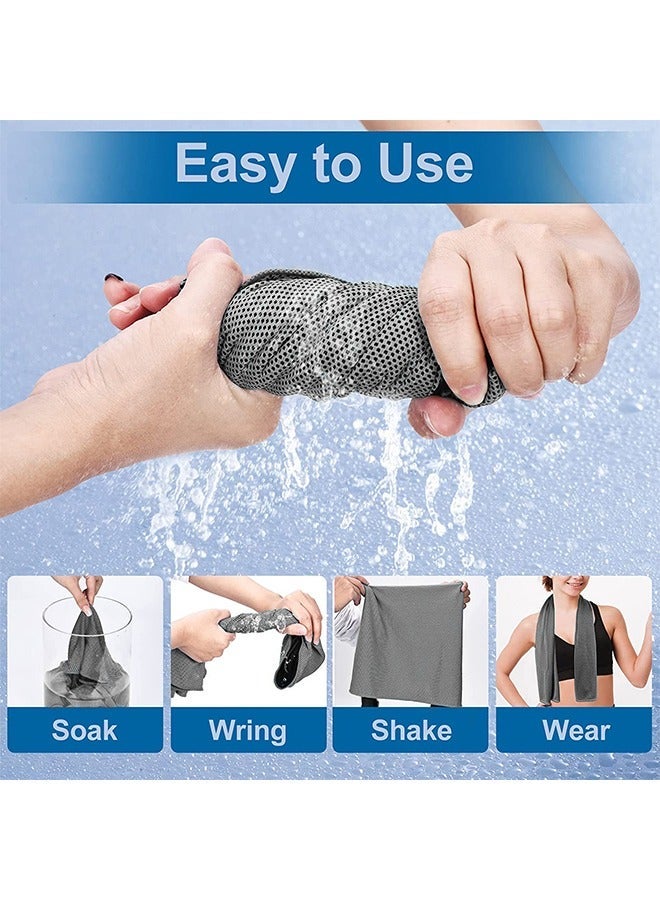 GROIC عبوة من منشفتين للتبريد، منشفة رياضية مثلجة للرقبة، مجموعة تجفيف سريع من الألياف الدقيقة ناعمة وقابلة للتنفس للرياضة، صالة الألعاب الرياضية، اليوغا، التخييم، الجري، اللياقة البدنية 100 * 30 سم - Image 4