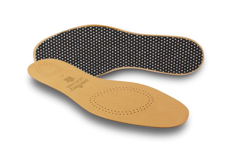 pedag Leather Insole with Sweat Wicking Carbon Layer, Handmade in Germany, Fits Pumps and Dress Shoes, Tan, US M14 / EU 47 - Image 1