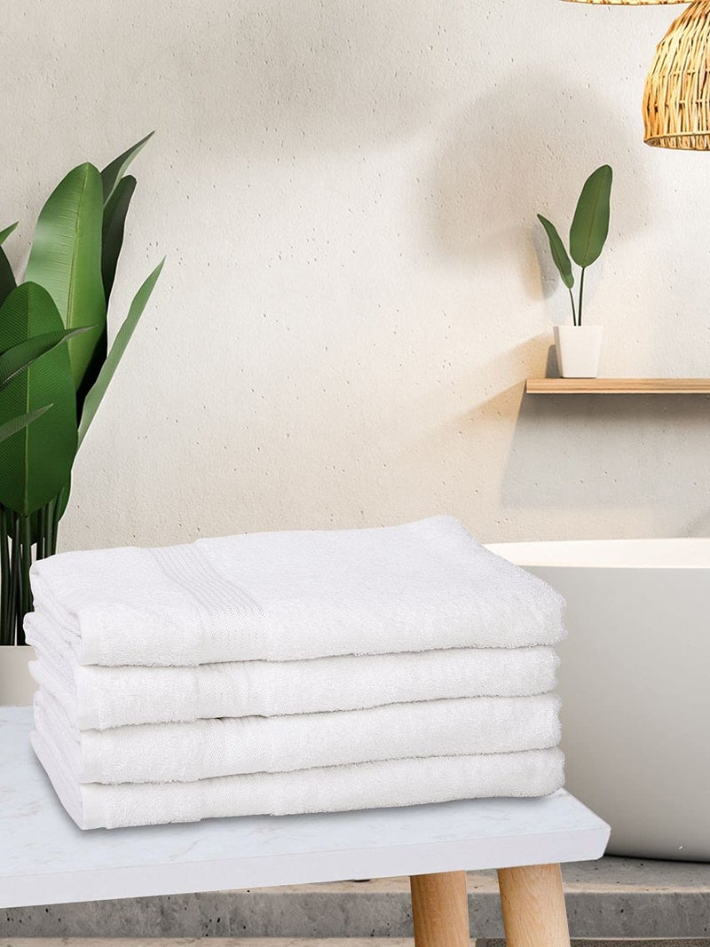 Kopa Quick Dry 100% Cotton Soft Terry Towel -4pc Bath Towel (d'ross) | Quick Dry 100% Cotton | Super Absorbent, Lightweight, Odour Free - for Men, Women, Kids Solid-White - Image 1