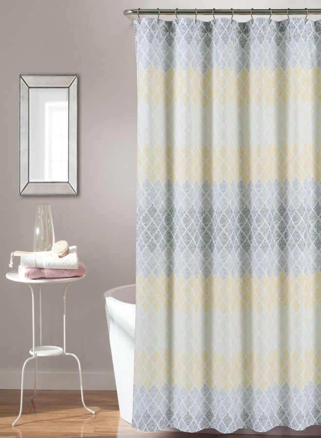 Lush Decor Medallion Ombre Shower Curtain, 72" x 72", Yellow & Gray - Image 1