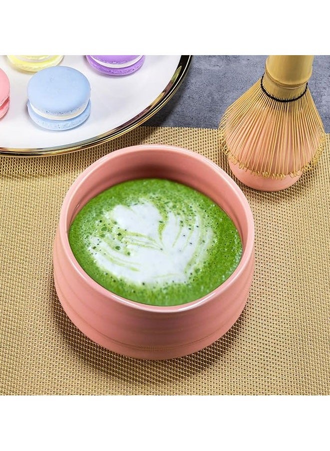 BOUND MOAT 4 Piece Matcha Tea Set Matcha Whisk Kit Matcha Ceramic Bowl Matcha Whisk, White Whisk Holder Traditional Scoop Perfect Set to a Traditional of Matcha Tool (Pink) - Image 5