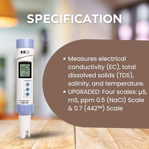 HM Digital COM100 Waterproof EC/TDS And Temperature Combo Meter - Image 4