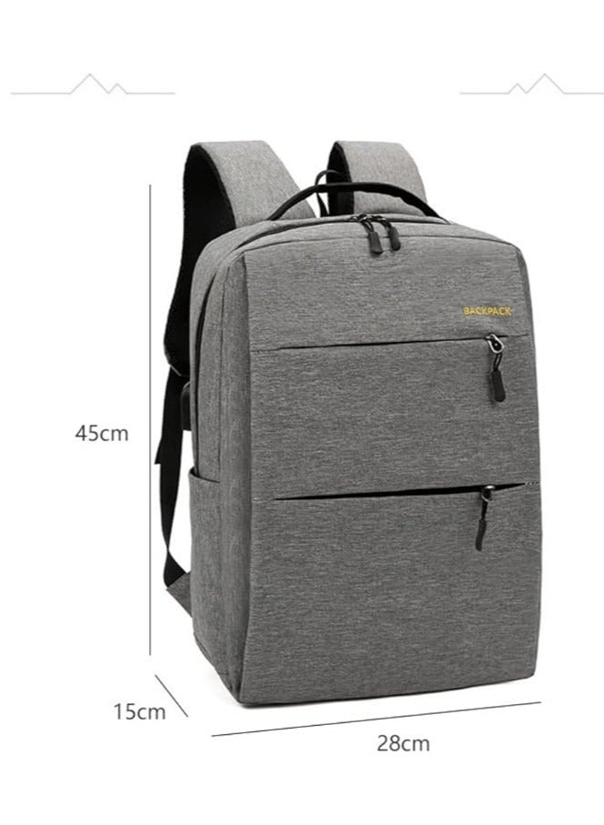 Backpacker Men's laptop backpack, waterproof, fashion school, backpack with USB charging port,  14 inch Grey  Laptop Bag for Women, Boys, Leisure, Work, Travel Backpack - Image 2