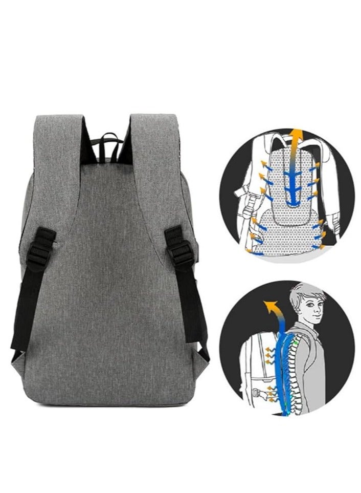 Backpacker Men's laptop backpack, waterproof, fashion school, backpack with USB charging port,  14 inch Grey  Laptop Bag for Women, Boys, Leisure, Work, Travel Backpack - Image 3