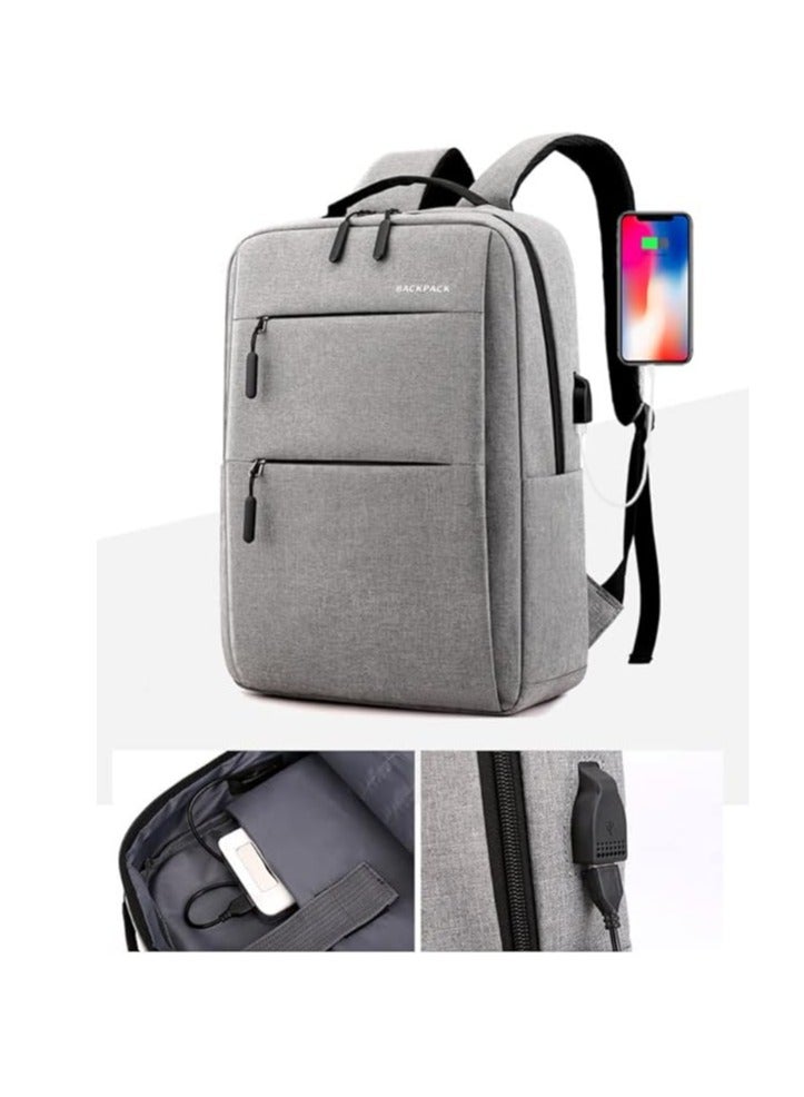 Backpacker Men's laptop backpack, waterproof, fashion school, backpack with USB charging port,  14 inch Grey  Laptop Bag for Women, Boys, Leisure, Work, Travel Backpack - Image 4