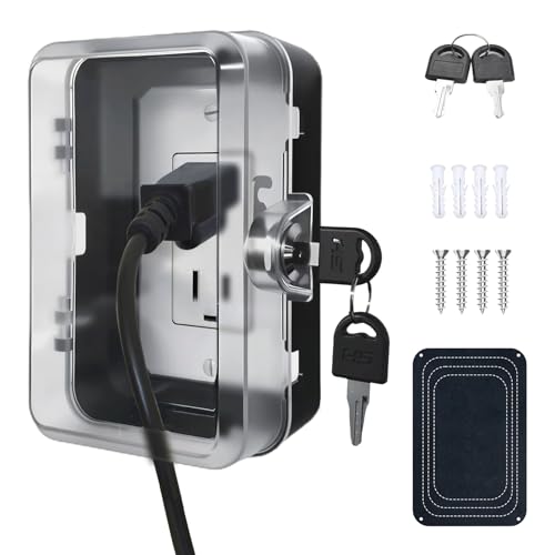 PILISPARK Child Proof Outlet Lock Box with 2 Durable Keys - Heavy Duty Safety Cover for Baby Proofing, Tool-Free Installation, More Space for Large Plugs Universal Fit Socket Protector (1Pack, Black) - Image 1