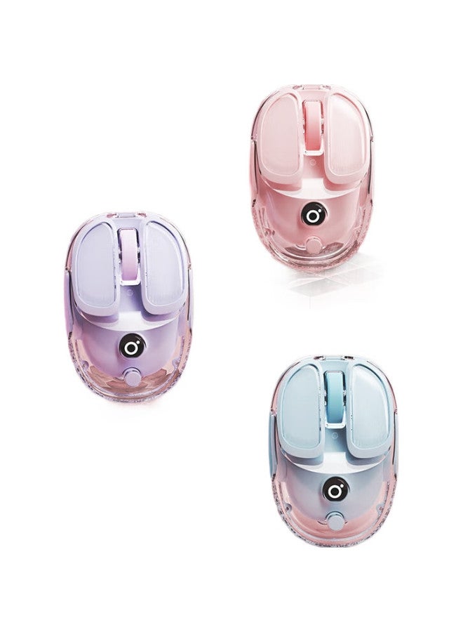 Eweadn Q9 Potato Wireless Bluetooth Dual-Mode Transparent Mouse, Rechargeable Gaming Mouse For Pc And Laptop, Low-Profile, Lightweight, Rgb Lighting Effects, Rouge Pink - Image 1