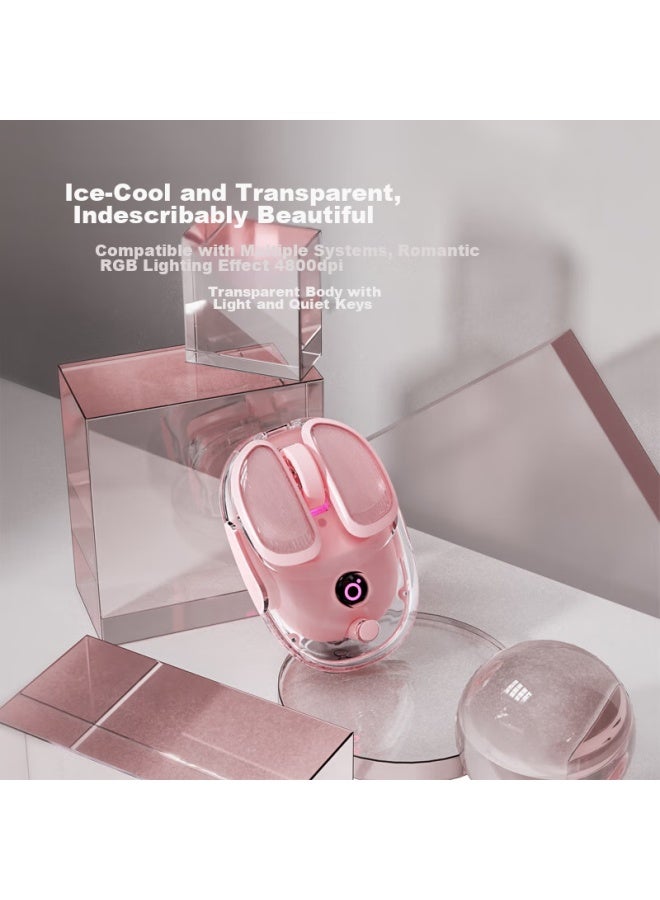 Eweadn Q9 Potato Wireless Bluetooth Dual-mode Transparent Mouse, Rechargeable Gaming Mouse For Pc And Laptop, Low-profile, Lightweight, Rgb Lighting Effects, Rouge Pink - Image 5