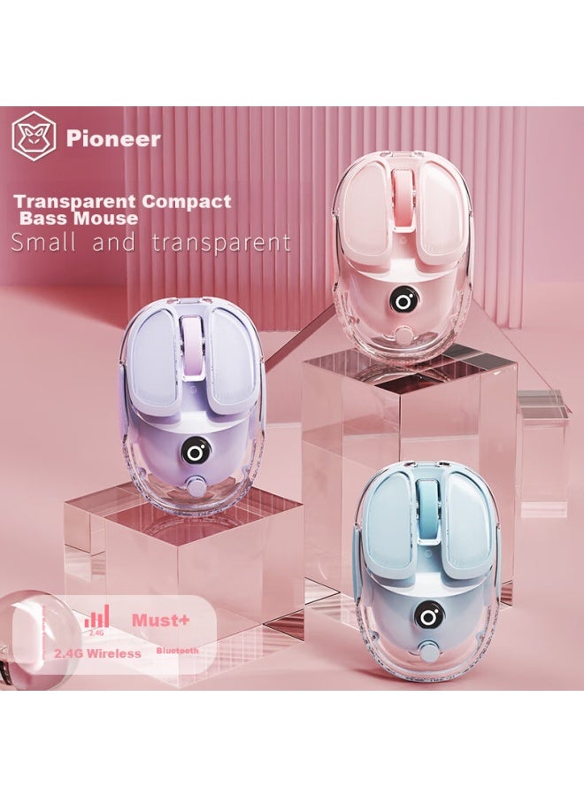 Eweadn Q9 Potato Wireless Bluetooth Dual-mode Transparent Mouse, Rechargeable Gaming Mouse For Pc And Laptop, Low-profile, Lightweight, Rgb Lighting Effects, Rouge Pink - Image 2