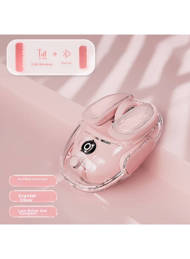 Eweadn Q9 Potato Wireless Bluetooth Dual-mode Transparent Mouse, Rechargeable Gaming Mouse For Pc And Laptop, Low-profile, Lightweight, Rgb Lighting Effects, Rouge Pink - Image 1