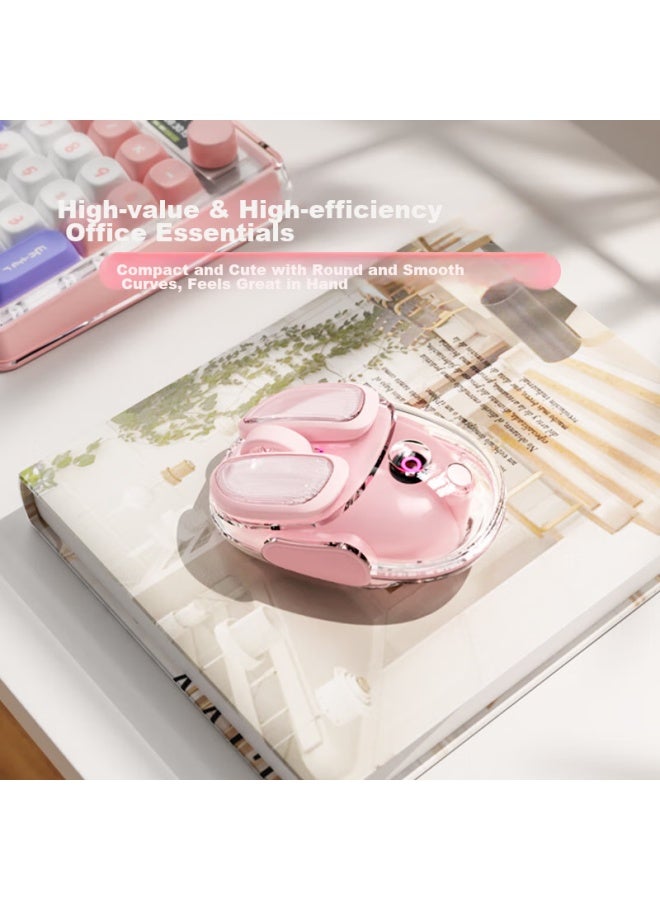 Eweadn Q9 Potato Wireless Bluetooth Dual-mode Transparent Mouse, Rechargeable Gaming Mouse For Pc And Laptop, Low-profile, Lightweight, Rgb Lighting Effects, Rouge Pink - Image 3