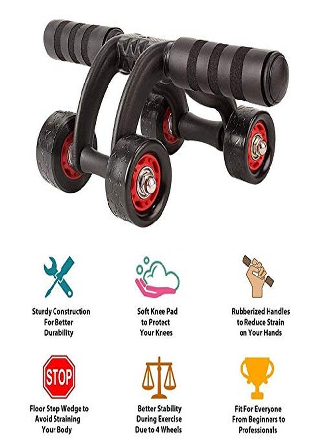Vruta® Ab Wheel Fitness Equipment Abdominal Core Workouts and Belly Fat Reducer 4 Wheel Roller Unisex Fitness Training Toning Back and Arms Exercise - Image 2