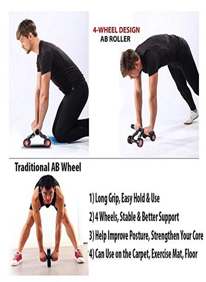 Vruta® Ab Wheel Fitness Equipment Abdominal Core Workouts and Belly Fat Reducer 4 Wheel Roller Unisex Fitness Training Toning Back and Arms Exercise - Image 3