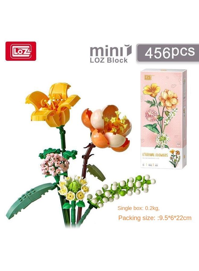 الأزرق جي دبليو Loz Lizhi 1657 لبنات البناء زهرة حبيبات صغيرة مجمعة باليد DIY زهرة دائمة زهرة هدية لعبة إبداعية فتاة - Image 5