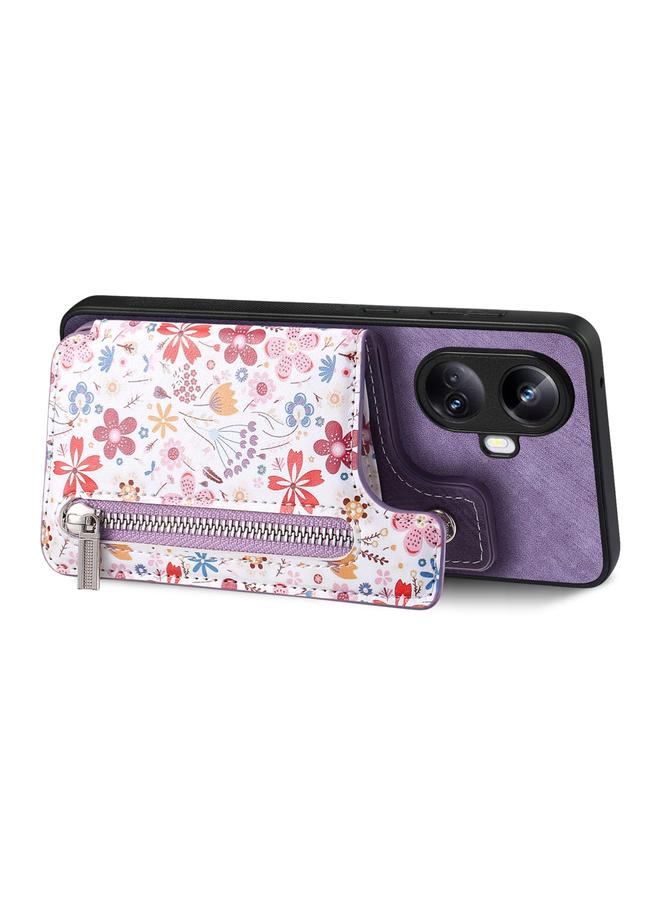 S-TOP Case For Realme 9 Pro Retro Painted Zipper Wallet Back Phone Case - Image 2