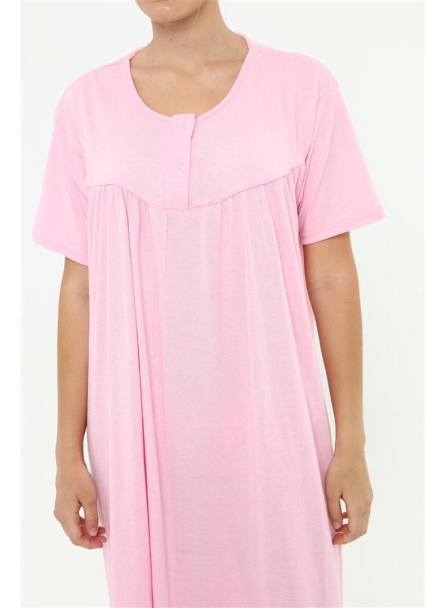 Seva Cotton Combed Cotton Large Size Solid Color Nightgown Buttoned Maternity Nightgown  - Image 1