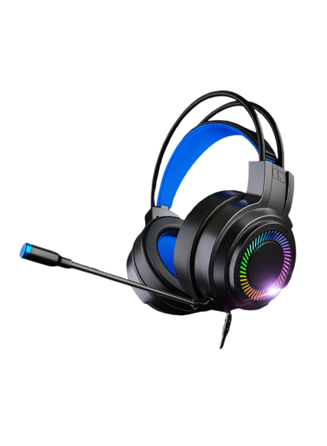 Gaming Headset with 50mm Speaker Unit, 7-Color RGB Lights, Noise Cancelling Mic, Breathable Earmuffs, Wired Over-Ear Headphones with Volume Control, Compatible with PC, PS4, Laptop, Phone for Gaming & Streaming