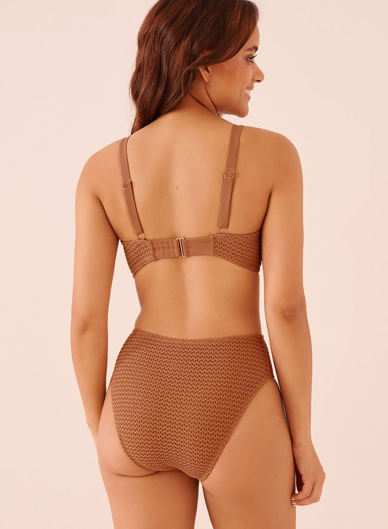 La Vie en Rose ICED MOCHA Crochet D Cup Plunge Bikini Top - Image 2