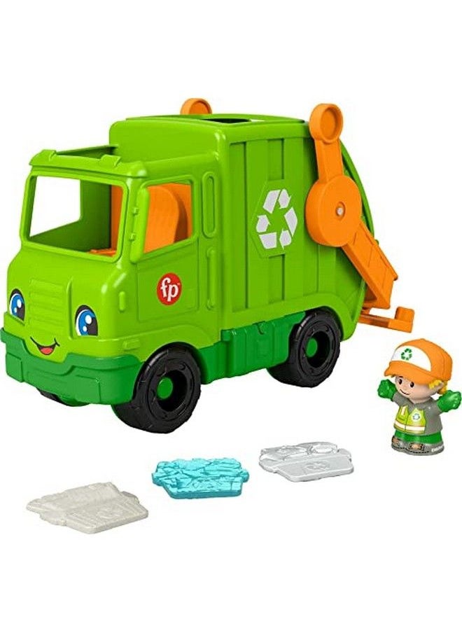 Fisher-Price Little People Musical Toddler Toy Recycling Truck Garbage Vehicle With Figure For Pretend Play Ages 1+ Years  - Image 1